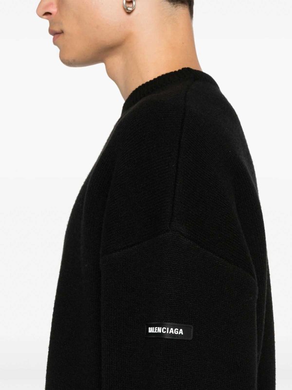 The Best Shops BALENCIAGA: Rundhalspullover - Schwarz