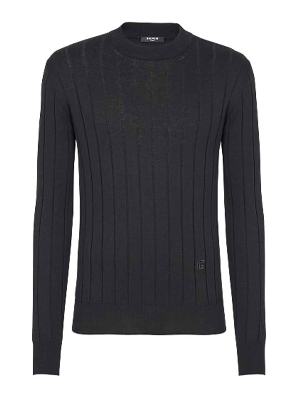 Balmain: Pull col rond - Pull Col Rond - Noir