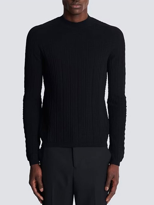 Balmain: Pull col rond online - Pull Col Rond - Noir