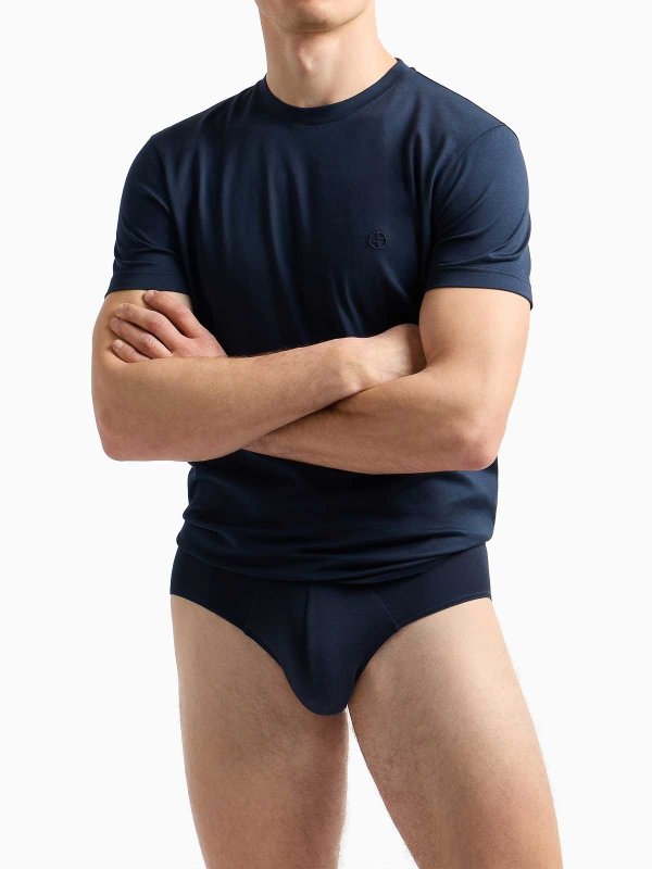 GIORGIO ARMANI: t-shirts online - T-Shirt Girocollo In Cotone Asv