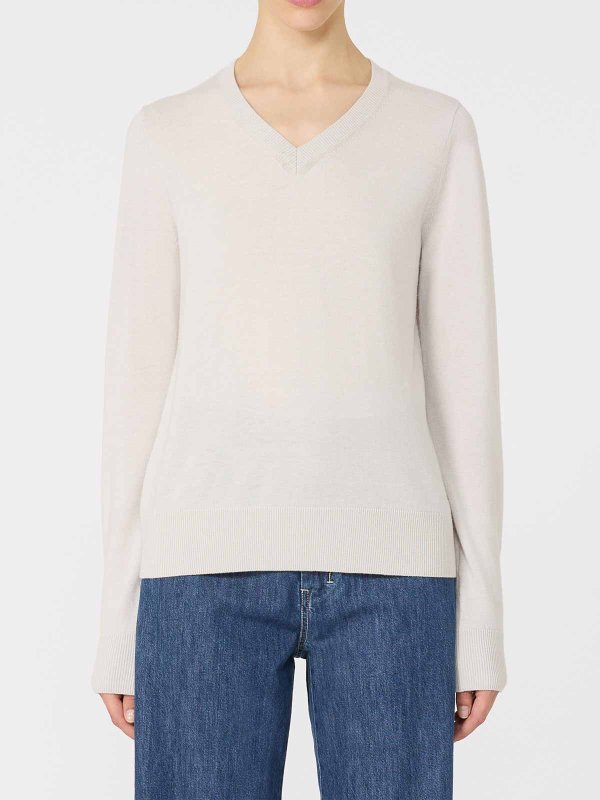 S MAX MARA: Suéteres con cuello pico online - Suéter Con Cuello De Pico - Blanco