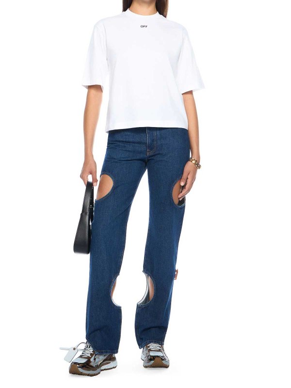 OFF-WHITE: ストレートジーンズ online - ストレートジーンズ - ミディアムウォッシュ