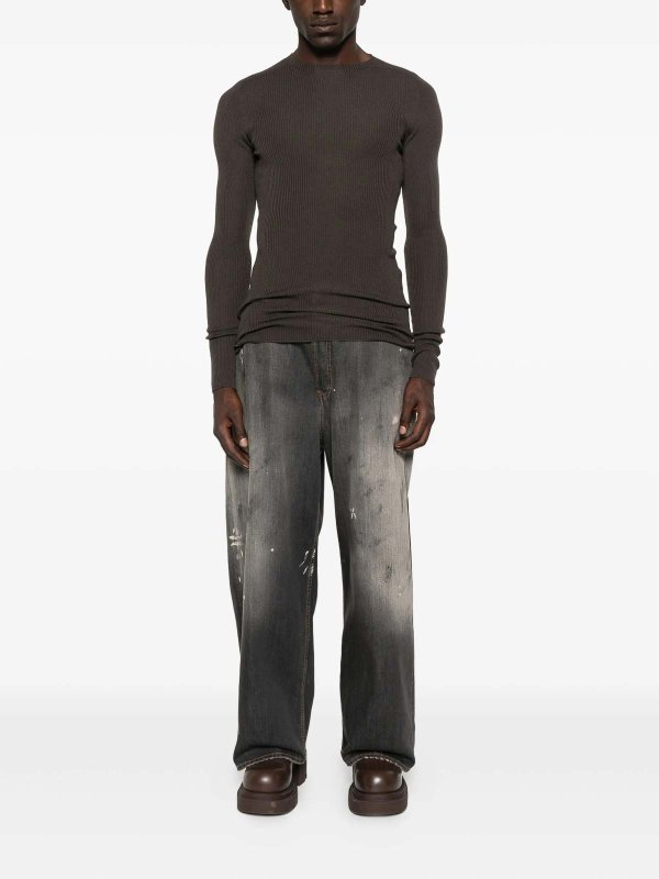 RICK OWENS: crew necks online - Ribbed Round Neck
