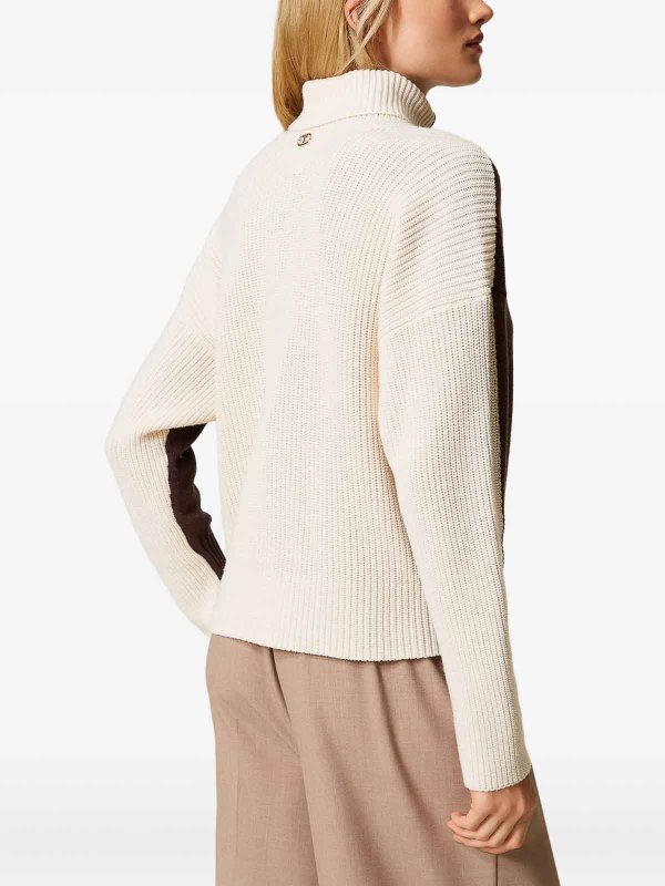 The Best Shops TWINSET: Suéteres con cuello pico - Suéter Cuello Redondo - Crema