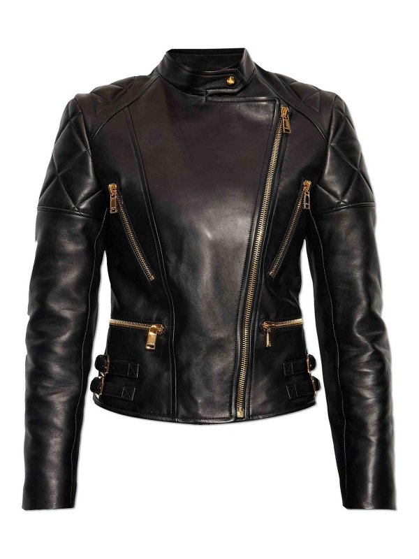 VERSACE: Chaquetas de cuero - Chaqueta De Cuero - Negro