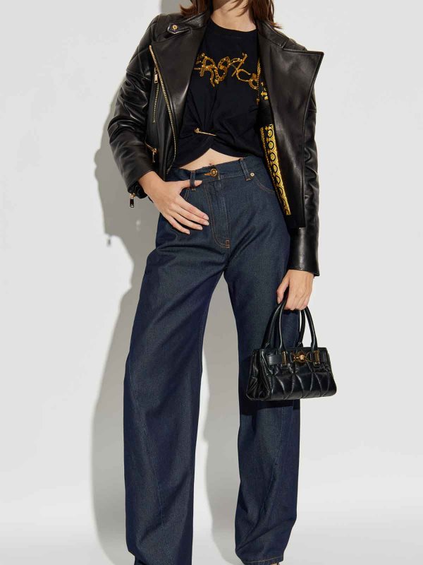 VERSACE: Chaquetas de cuero online - Chaqueta De Cuero - Negro