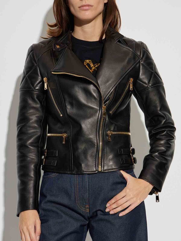 The Best Shops VERSACE: Chaquetas de cuero - Chaqueta De Cuero - Negro