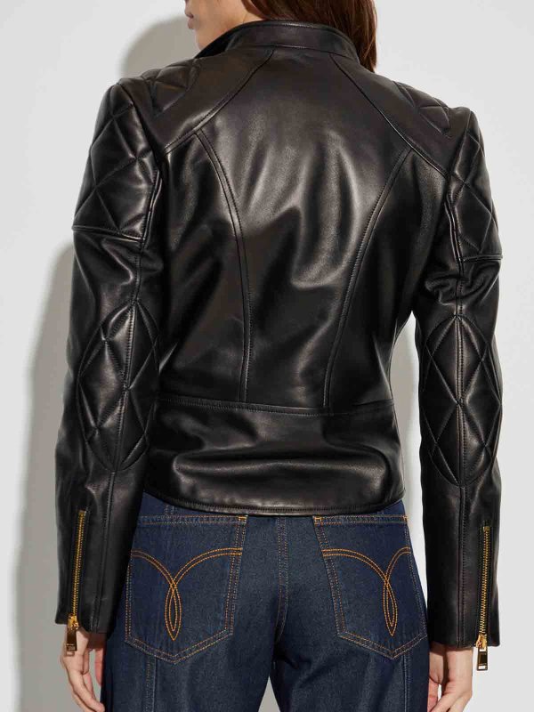 Chaqueta De Cuero - Negro shop online: VERSACE