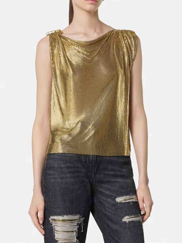 VERSACE: blouses online - Metallic network blouse