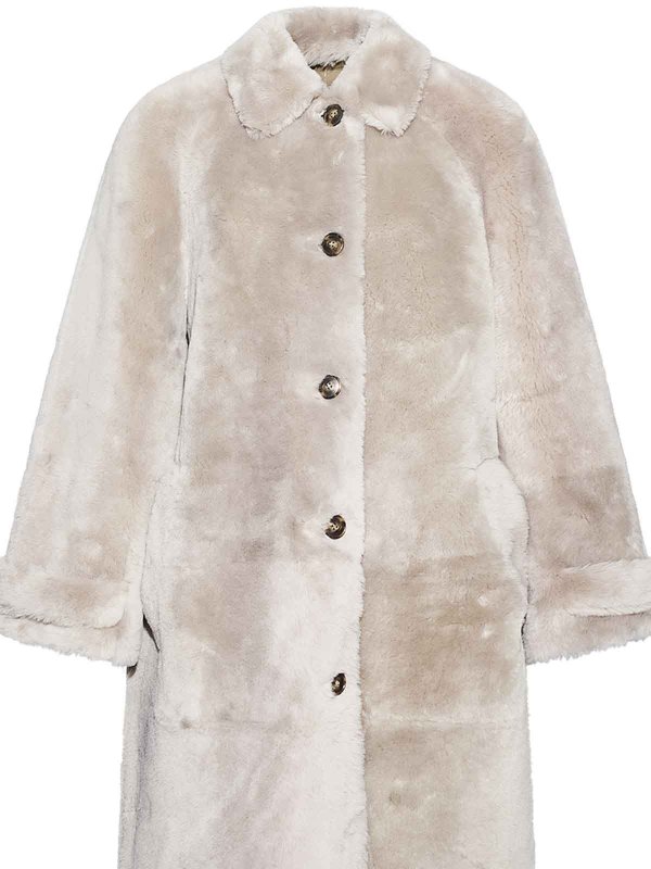 YVES SALOMON: knee length coats online - Coat Merinos Ironed Lamb