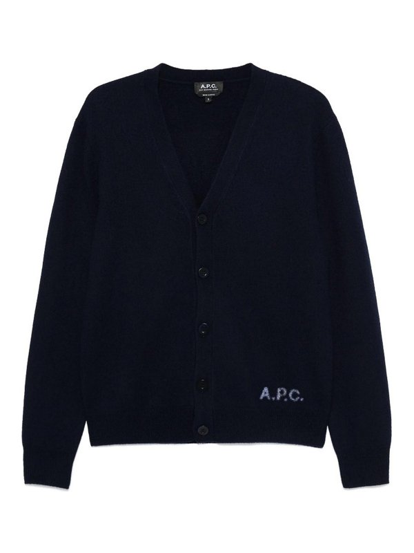 A.P.C.: Strickpullover mit Rundhalsausschnitt - Rundhalspullover - Blau