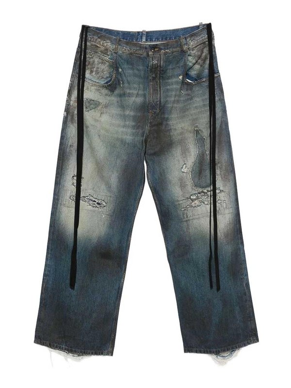 ANN DEMEULEMEESTER: ベルボトムジーンズ - フレアジーンズ - ブルー