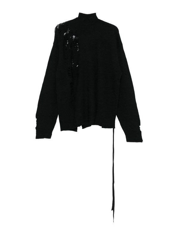 ANN DEMEULEMEESTER: Pull col rond - Pull Col Rond - Noir