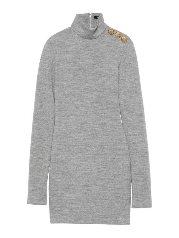 Balmain: Cuellos altos y polos - Suéter Con Cuello Alto - Gris