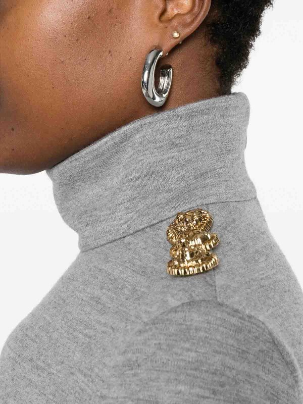 Balmain: Cuellos altos y polos online - Suéter Con Cuello Alto - Gris