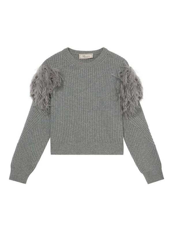 BLUMARINE: Strickpullover mit Rundhalsausschnitt - Rundhalspullover - Grau