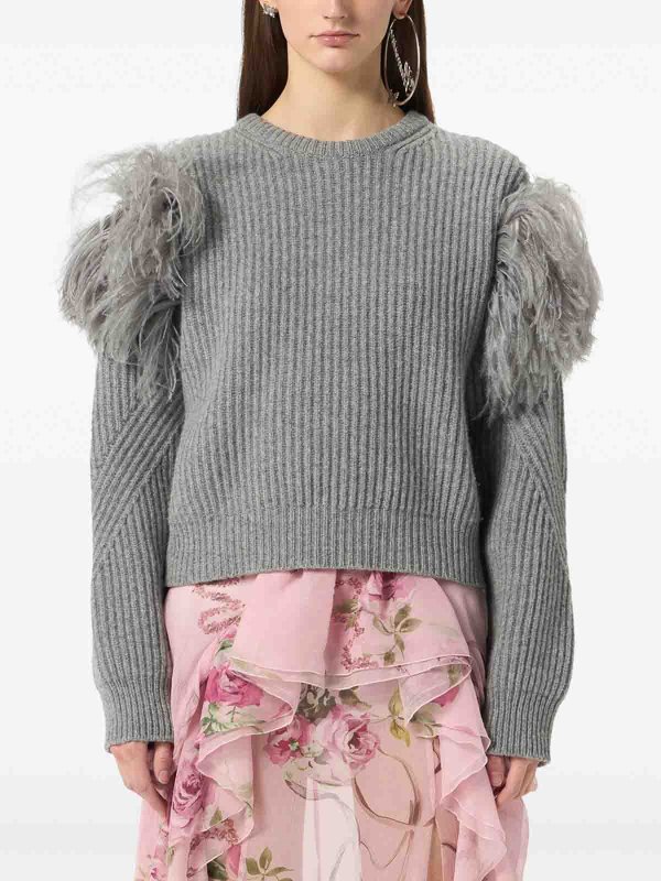 BLUMARINE: Strickpullover mit Rundhalsausschnitt online - Rundhalspullover - Grau