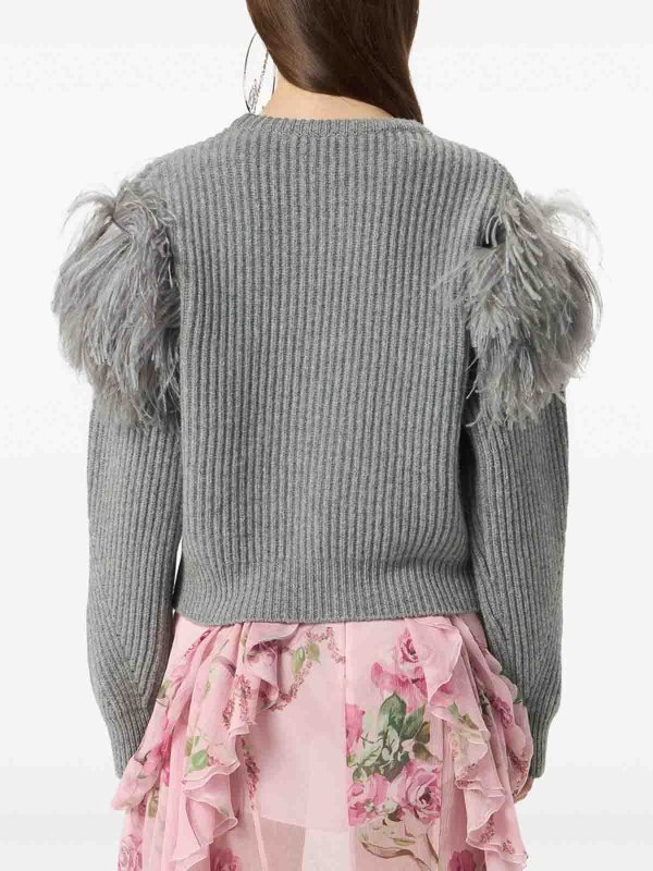 The Best Shops BLUMARINE: Strickpullover mit Rundhalsausschnitt - Rundhalspullover - Grau