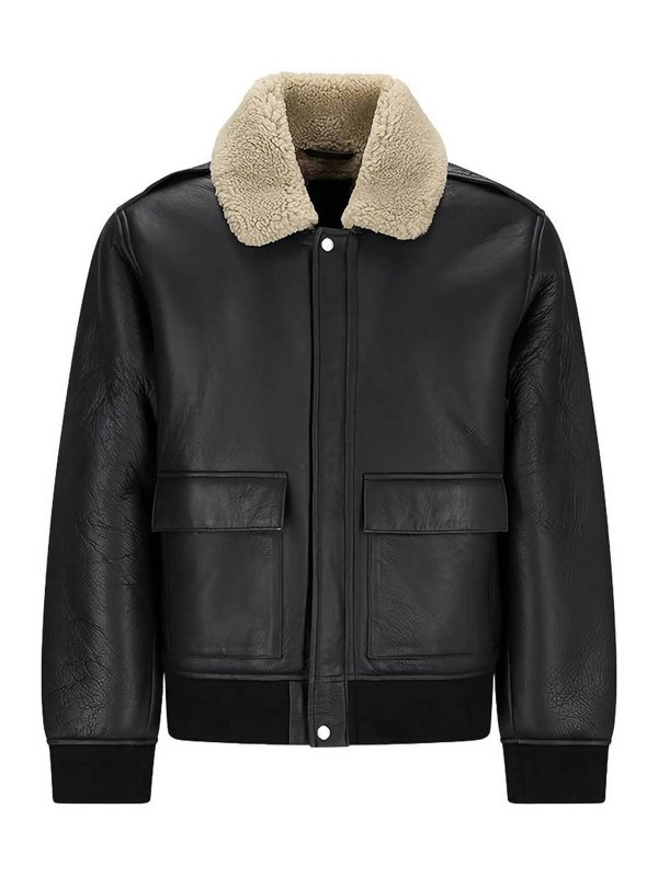 CALVIN KLEIN: Manteaux en cuir - Manteau En Cuir - Noir