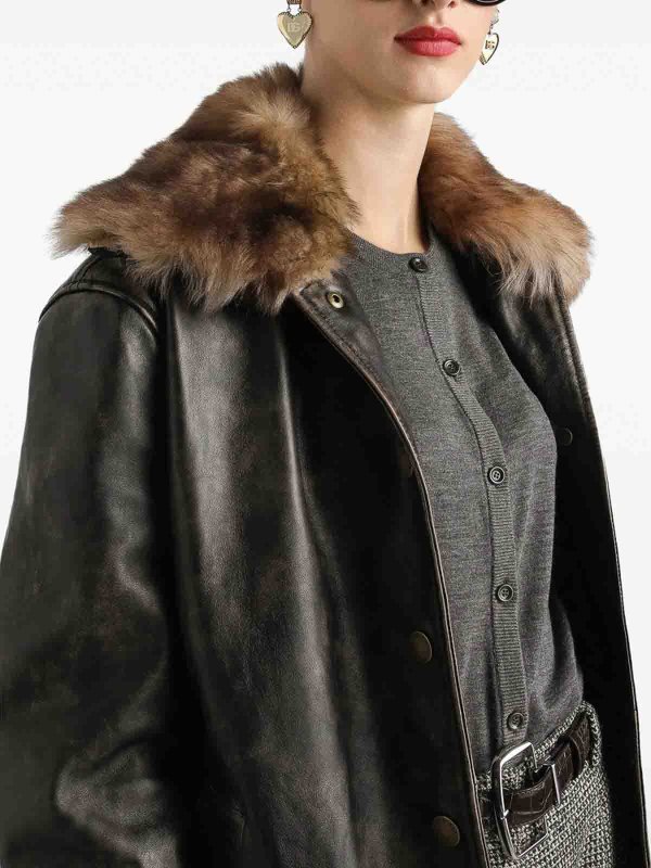 レザーコート - ブラウン shop online: DOLCE & GABBANA