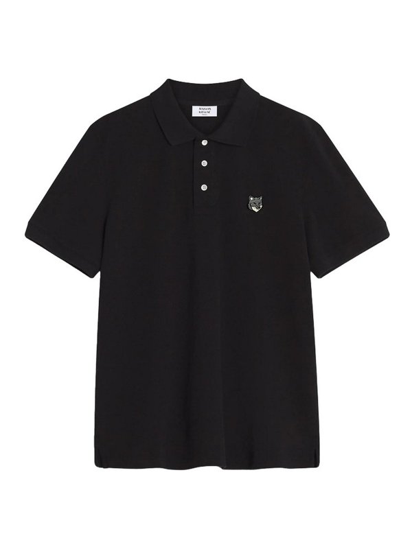 MAISON KITSUNÉ: Strickpullover mit Rundhalsausschnitt - Rundhalspullover - Schwarz