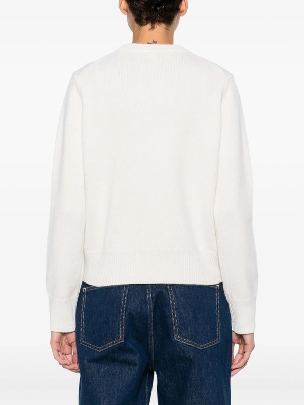 MAISON KITSUNÉ: Strickpullover mit Rundhalsausschnitt online - Rundhalspullover - Weiß