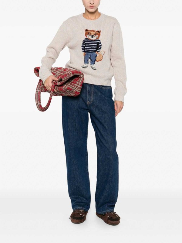 MAISON KITSUNÉ: Suéteres con cuello pico online - Suéter Cuello Redondo - Beis