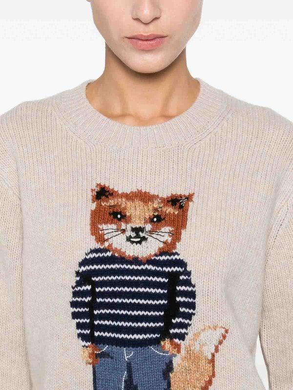 MAISON KITSUNÉ buy online Suéter Cuello Redondo - Beis