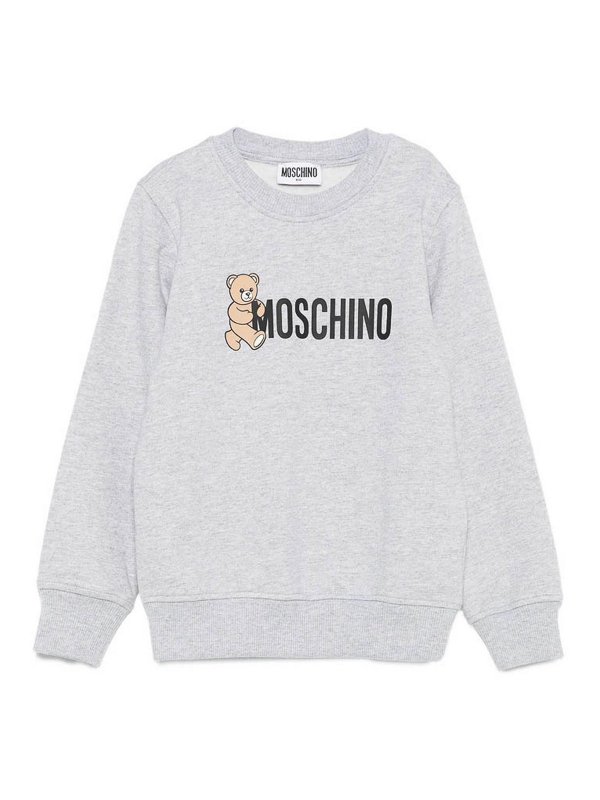 MOSCHINO: Strickpullover mit Rundhalsausschnitt - Rundhalspullover - Grau