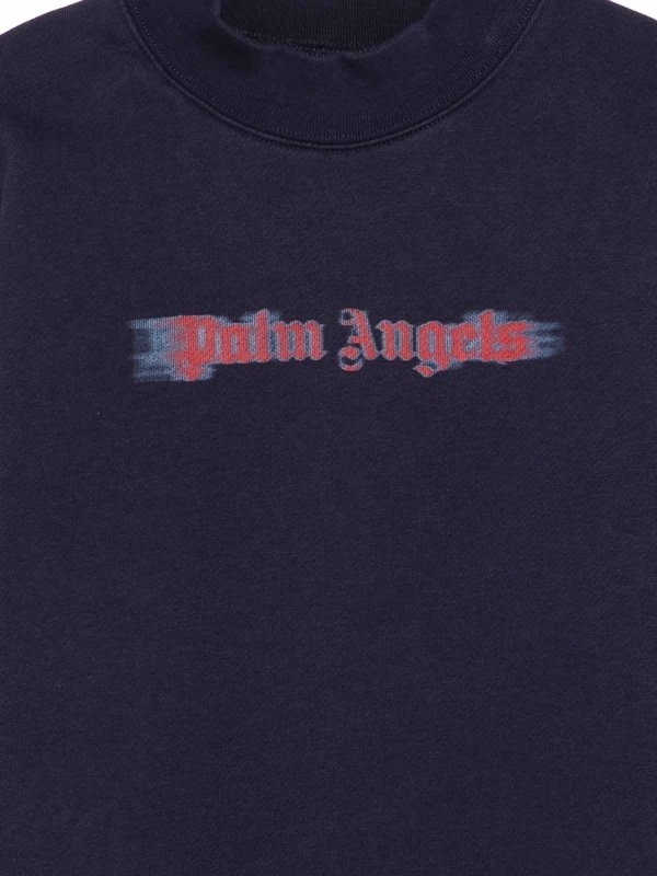 Palm Angels: Strickpullover mit Rundhalsausschnitt online - Rundhalspullover - Blau