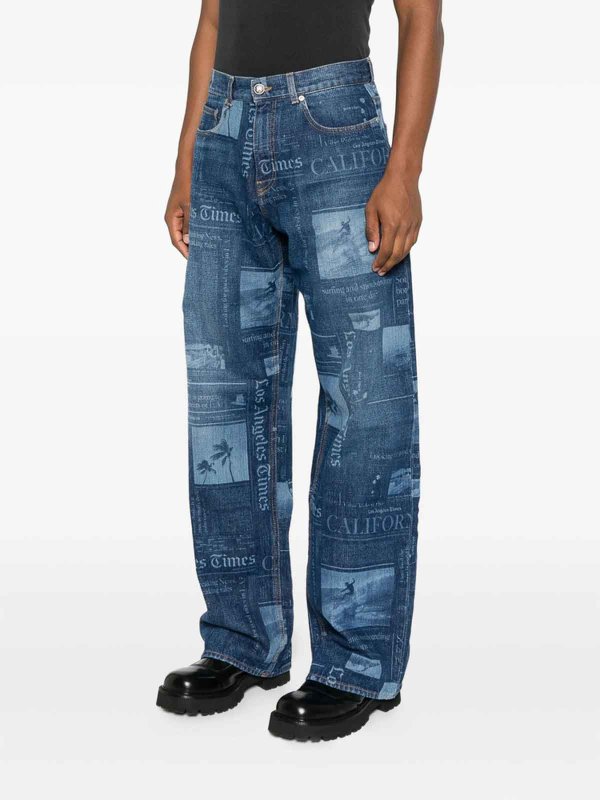 フレアジーンズ - ブルー shop online: Palm Angels