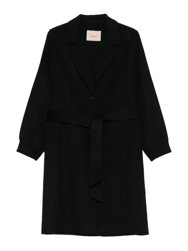 TWINSET: Manteaux au genou - Manteau Au Genou - Noir