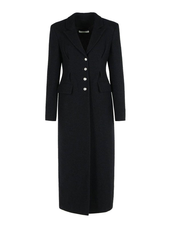 ALESSANDRA RICH: long coats - Black Virgin Wool Blend Coat