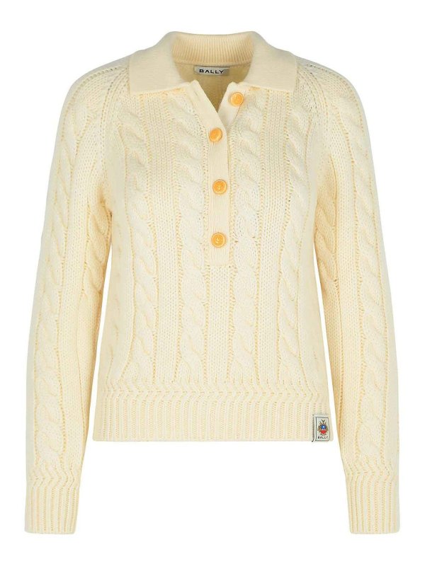 BALLY: crew necks - Ivory Extrafine Merino Wool Sweater