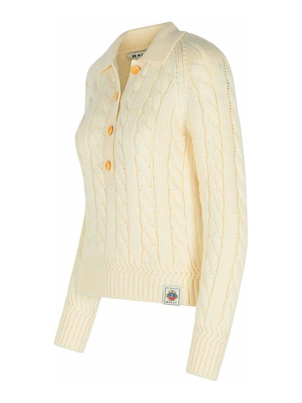 The Best Shops BALLY: crew necks - Ivory Extrafine Merino Wool Sweater