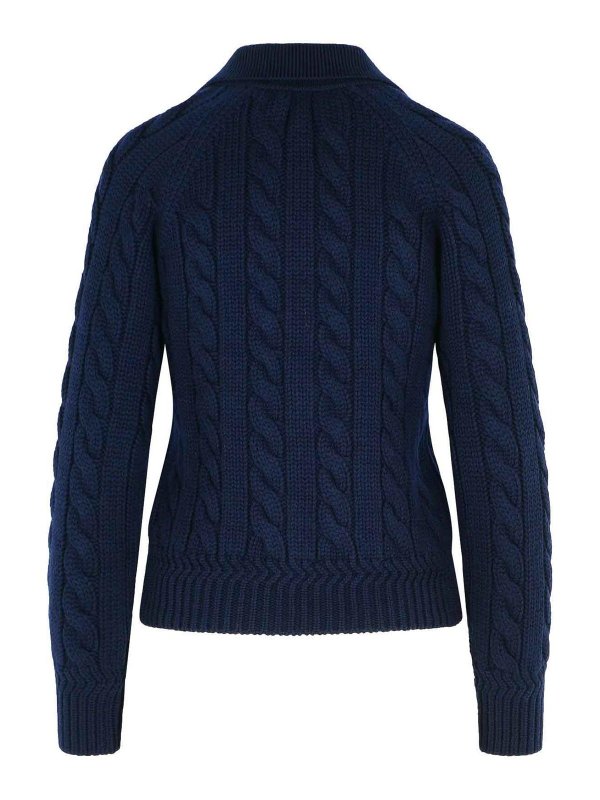 BALLY: crew necks online - Extrafine Navy Merino Wool Sweater
