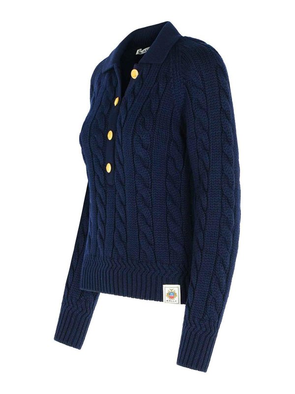 The Best Shops BALLY: crew necks - Extrafine Navy Merino Wool Sweater