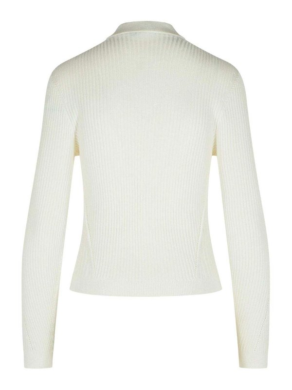 Balmain: Suéteres con cuello pico online - Suéter Cuello Redondo - Blanco