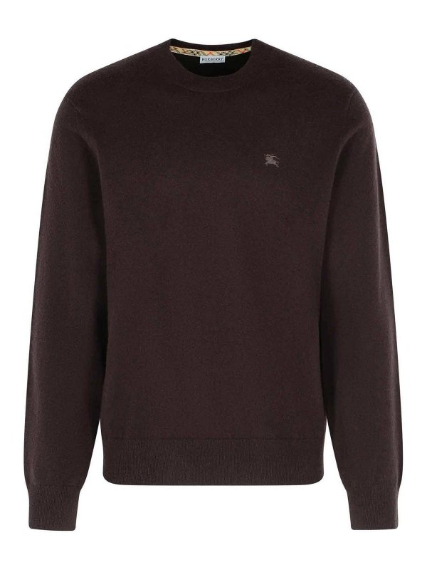 BURBERRY: maglia collo rotondo - Magi di cashmere marrone