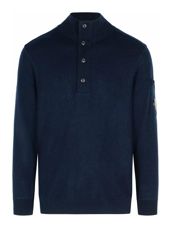 C.P. COMPANY: crew necks - Grs Navy Wool Blend Sweater