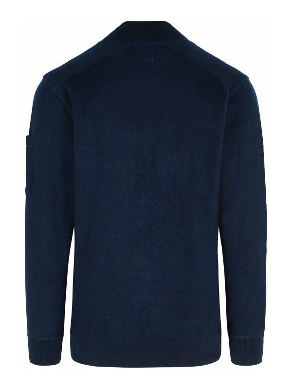 C.P. COMPANY: crew necks online - Grs Navy Wool Blend Sweater