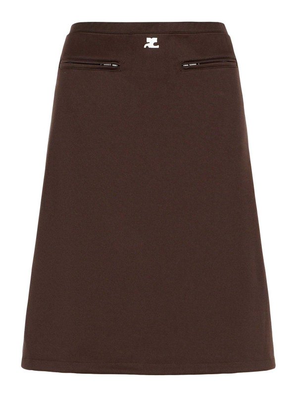 Courreges: Knee length skirts & Midi - Brown Polyester Skirt