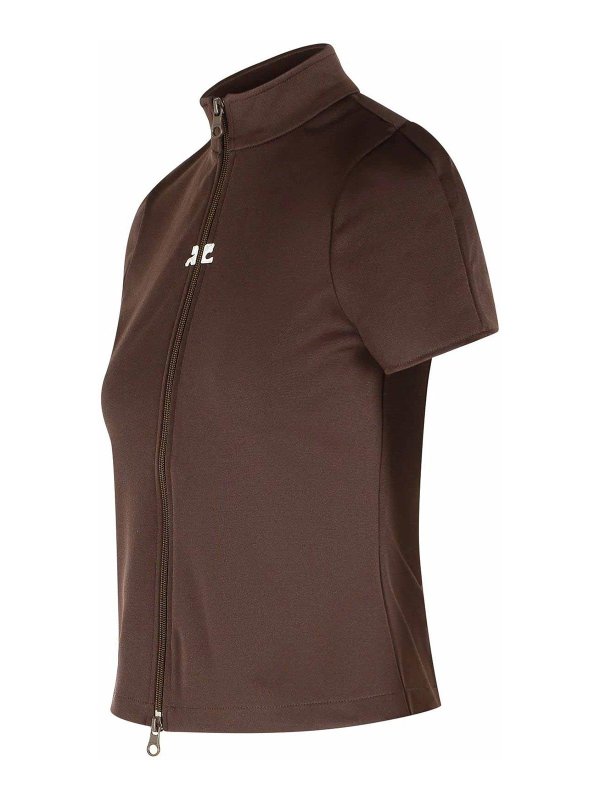 The Best Shops Courreges: t-shirts - Brown Polyester T-Shirt