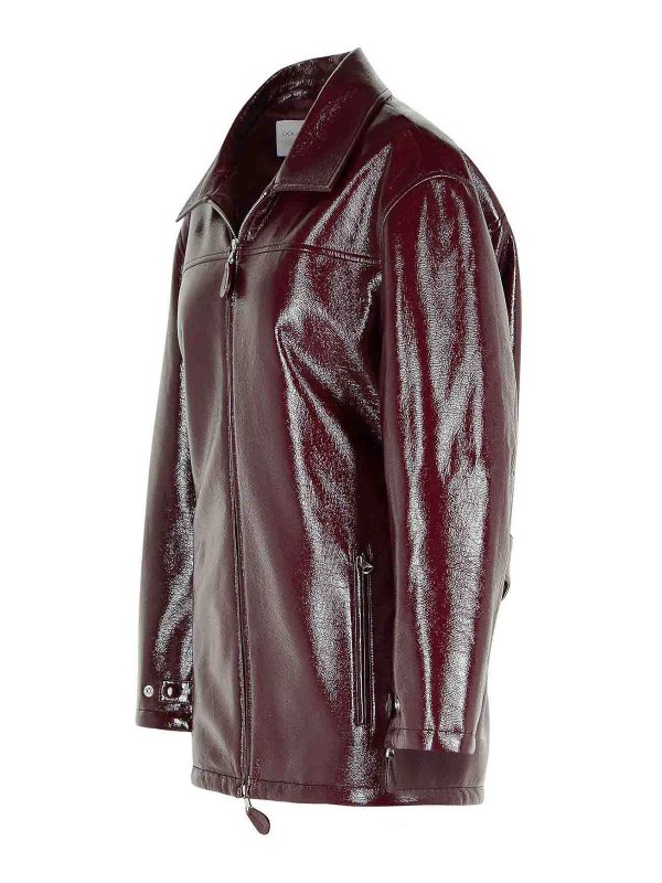 The Best Shops Courreges: leather jacket - Vinyl Burgundy Cotton Blend Jacket