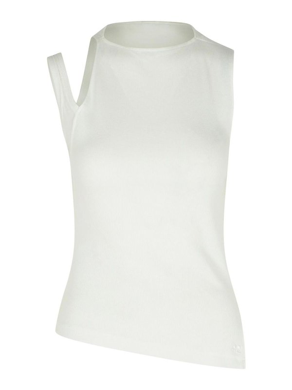 Courreges: Top e canotte - Canotta in cotone bianco