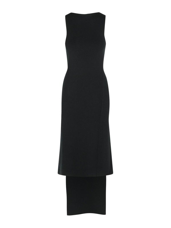 Courreges: maxi dresses - Oblique Dress In Black Viscose Blend