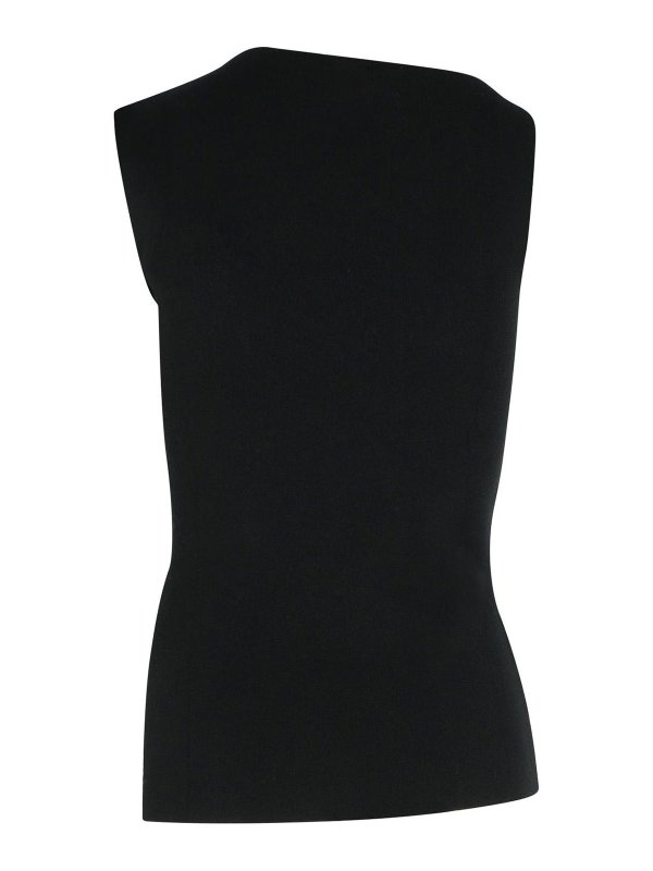 Courreges: Tops & Tank tops online - Oblique Black Viscose Blend Tank Top