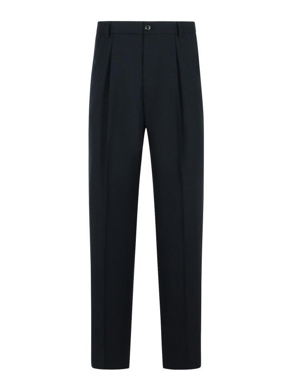 DRIES VAN NOTEN: casual trousers - Penrud Straight Black Wool Pants