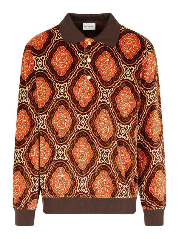 DRÔLE DE MONSIEUR: polo shirts - Velours  Brown Cotton Polo Shirt