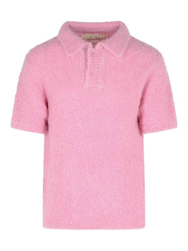ERL: polo shirts - Pink Alpaca Blend Polo Shirt